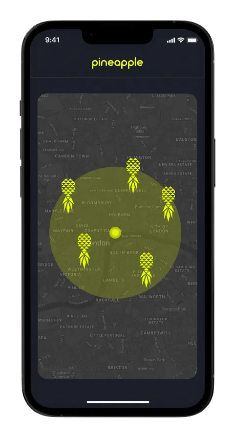 Setting the search radius for local swinger events in the Pineapple app