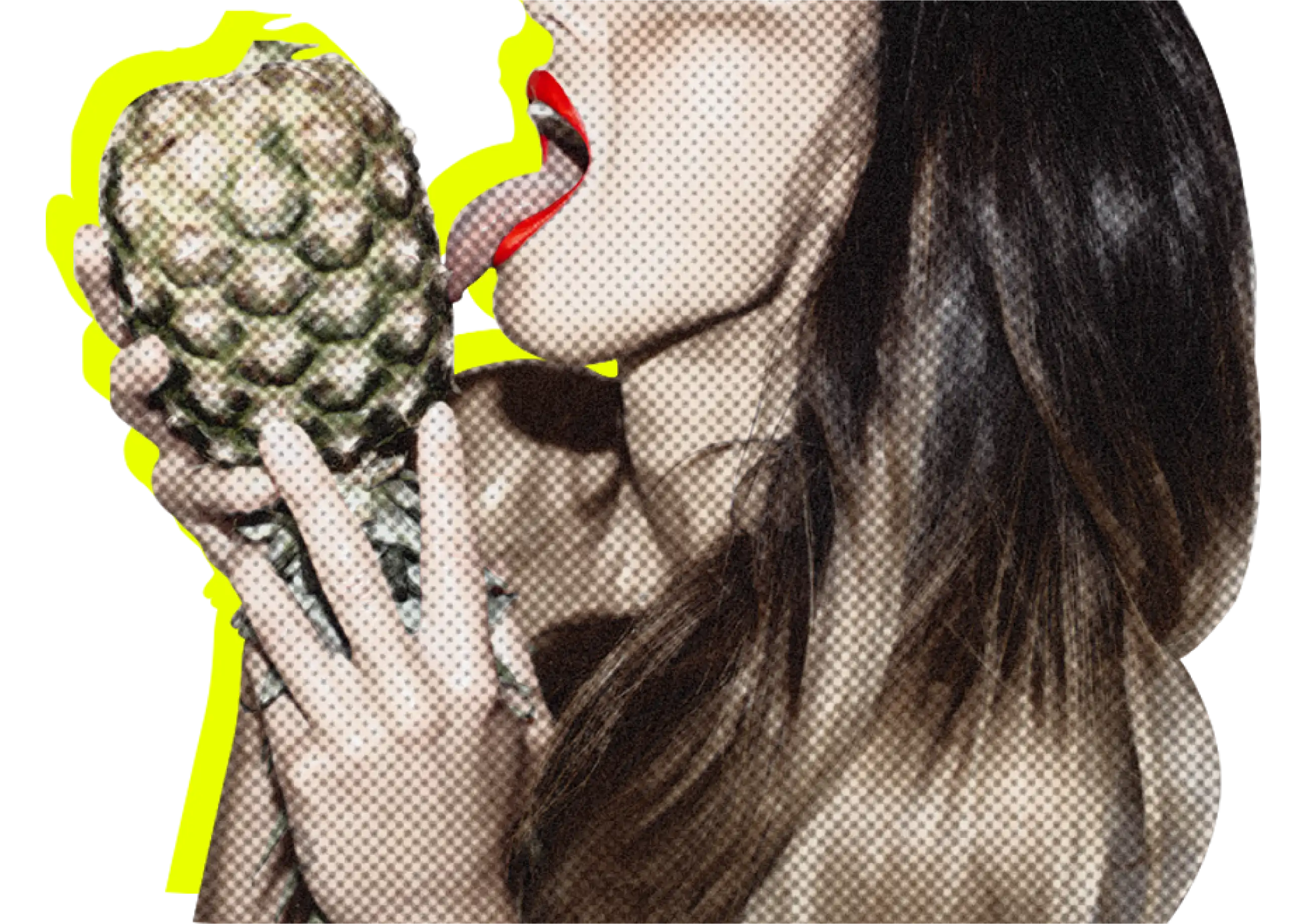 Pop-art image of a woman with a pineapple, Pineapple Lifestyle artwork